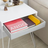 Sofabord med skråstillede ben i skandinavisk stil, hvid, 41x35x51 cm