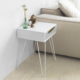 Sofabord med skråstillede ben i skandinavisk stil, hvid, 41x35x51 cm