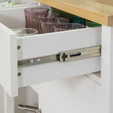 Køkkenø / køkkenvogn med træbordplade, 87 x 51 x 89 cm, hvid