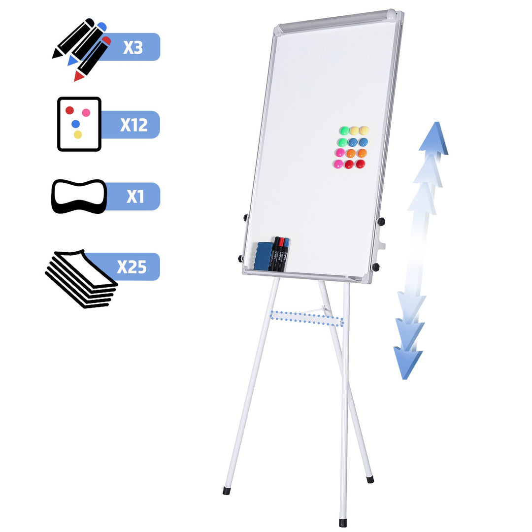 Justerbar Flipover / white board: Magnetisk, Ridsefast, 90 x 60 cm