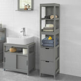 Pladsbesparende badeværelsesskab, grå, 30 x 30 x 145 cm