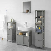 Pladsbesparende badeværelsesskab, grå, 30 x 30 x 145 cm