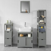Vaskeskab til badeværelse med to skydedøre, 60x30x61 cm, grå