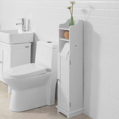 Fritstående toiletrulleholder med skab, hvid