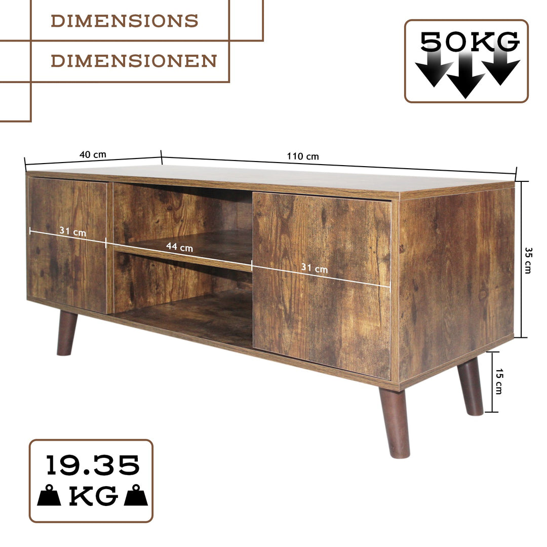 TV-møbel til 65 tommer TV, 110 x 50 x 40 cm, brun