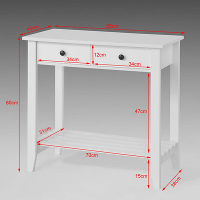 Dekorativt konsolbord til entréen eller stuen, hvid
