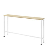 Smalt konsolbord i skandinavisk stil, 120 x 65 x 20 cm, hvid og naturfarvet
