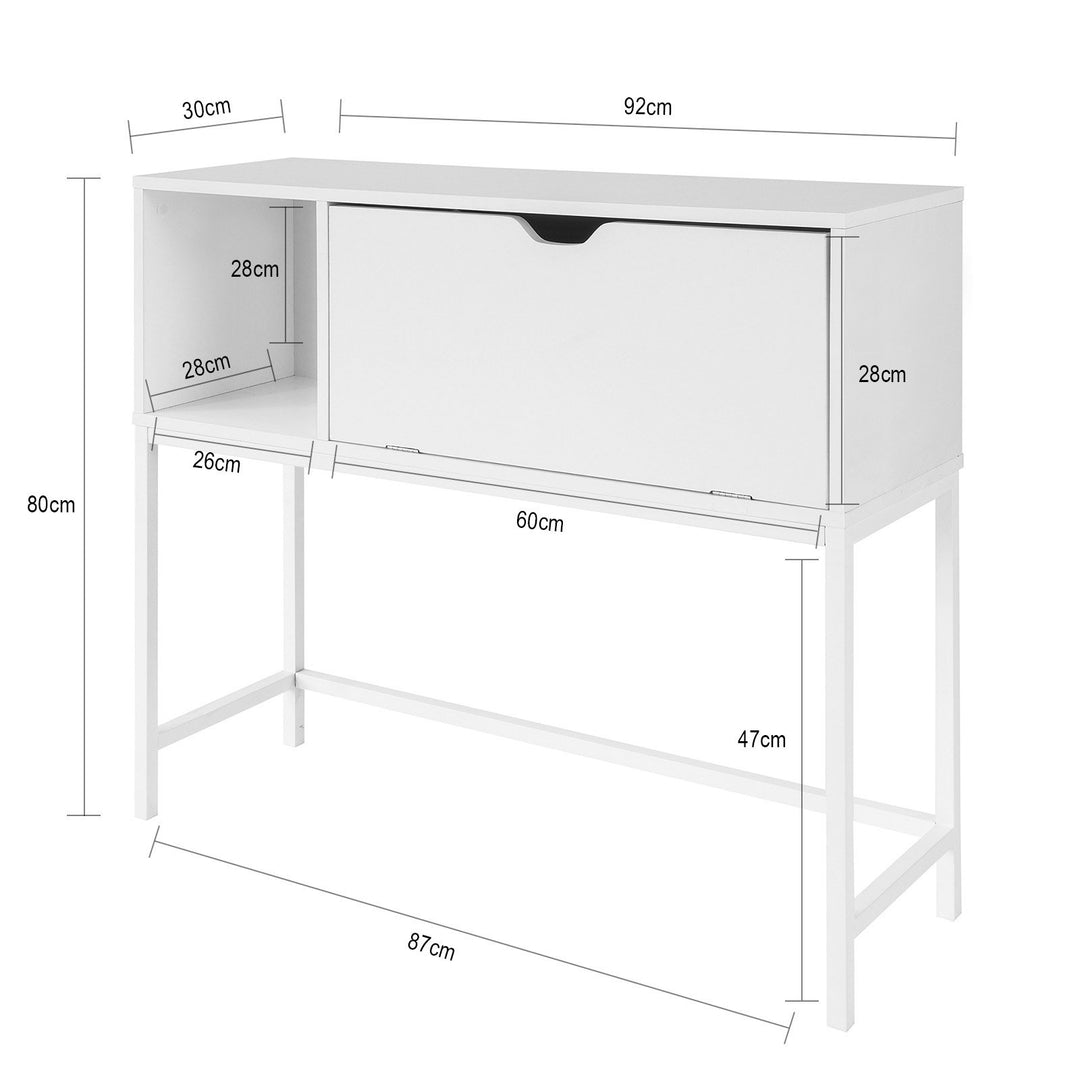 Konsolbord / kommode, 92x30x80 cm, hvid