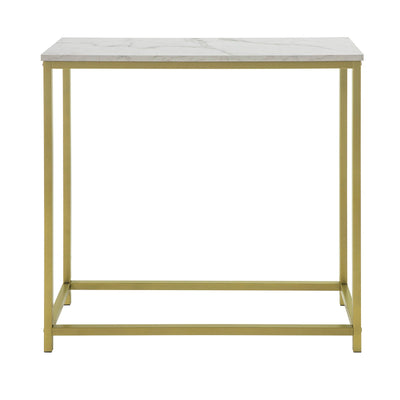 Konsolbord med bordplade i marmor-look, struktur guldfarvet
