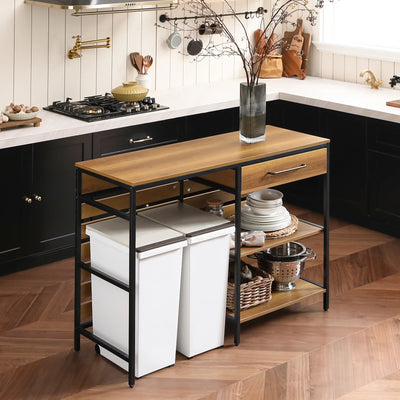 Køkkenø Sideboard Spisebar med skuffe og 2 åbne hylder Multifunktionelt og moderigtigt: det kan bruges som en køkkenø, en skænk eller et spisebord.