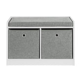 Bænk med kasser til opbevaring, hvid og grå, 68 x 32 x 45 cm