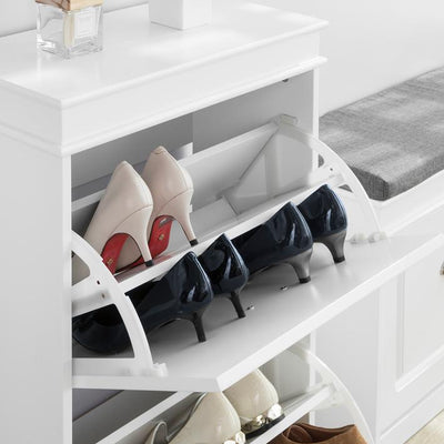 Smart skoskab med vippelåger, 54 x 24 x 83 cm, hvid