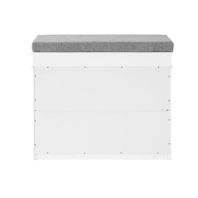 Skoskab med vippefunktion og bænk, 60 x 24 x 51 cm, hvid og grå
