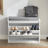 Skobænk / skoskab med polstret sæde og vippefunktion, 60 x 26 x 46 cm, hvid