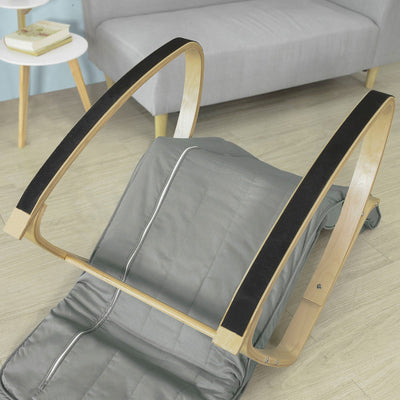 Gyngestol relax lænestol med justerbar benstøtte, grå