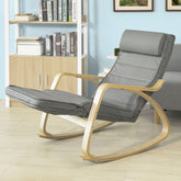 Gyngestol relax lænestol med justerbar benstøtte, grå