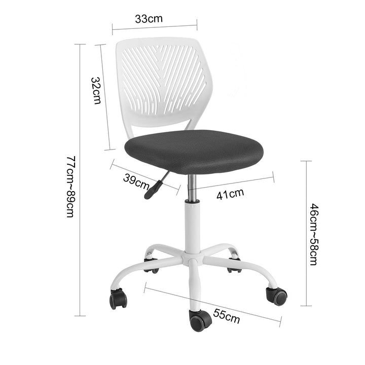 Enkel og moderne kontorstol, justerbar i højden 46-58 cm