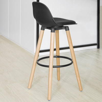 Høj køkkenstol / barstol, 70 cm, ben i massivt bøgetræ