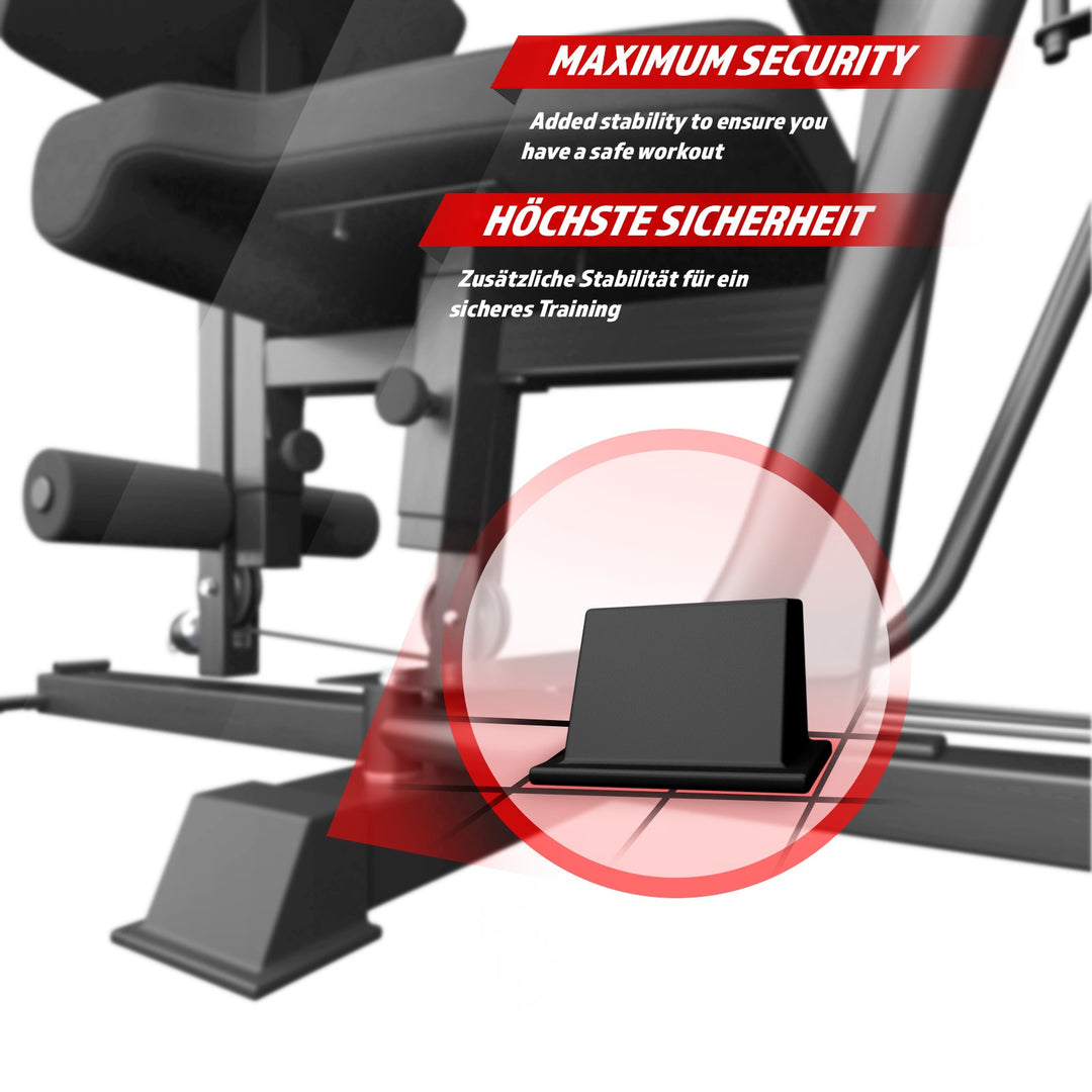 Vægtskiver 66 kg, justerbare, lat pulldown, leg and leg curl