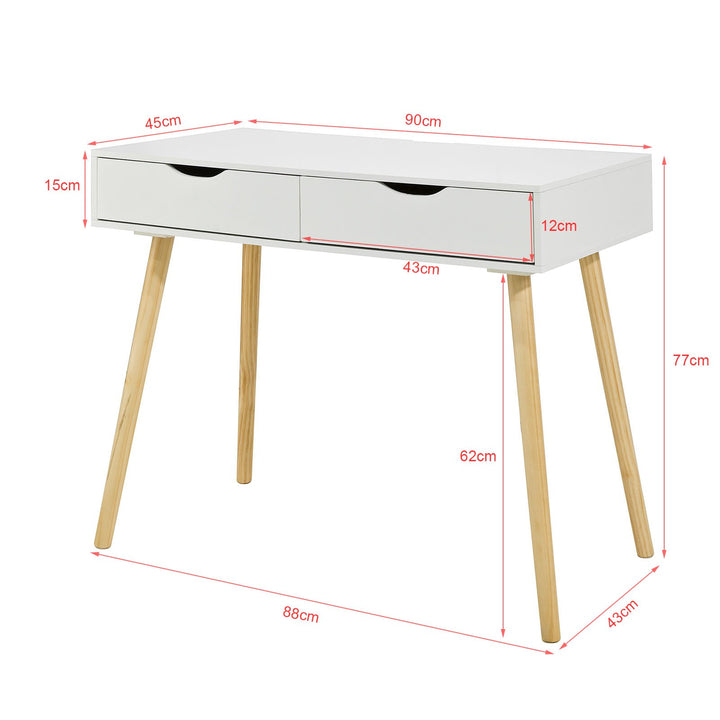 Enkel skrivebord med skråstillede ben, 90 x 45 x 77 cm