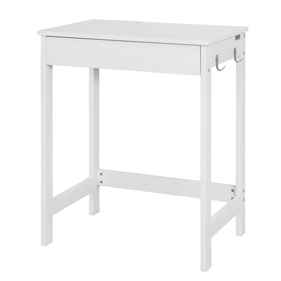 Enkelt skrivebord med knager, 60 x 40 x 76 cm, hvid