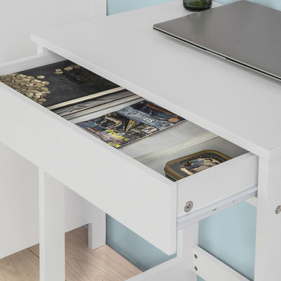 Enkelt skrivebord med knager, 60 x 40 x 76 cm, hvid