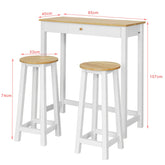 Barbord og 2 barstole - højt hvidt køkkenbord
