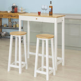 Barbord og 2 barstole - højt hvidt køkkenbord