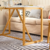 MDF-bordplade af høj kvalitet og bambusramme, bordet har en meget høj stabilitet.