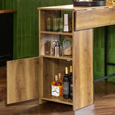 Højt barbord, køkkenbord, med sammenklappelig bordplade, 120 x 63 x 95 cm, brun