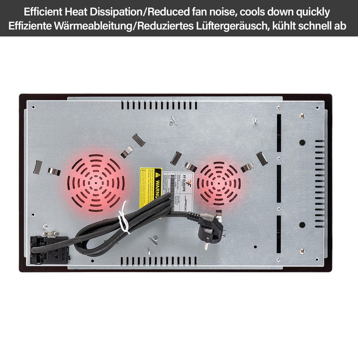 Glaskeramisk Kogeplade: 1200/1800 Watt, Universal Grydekompatibilitet, Ø 16/20 cm, 9 Effekttrin, Inkl. Timer, Sort