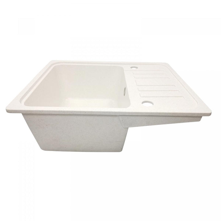 Køkkenvask m/ afløb, vandhane og vendbart afløb, granit, 569x220x449 mm, beige