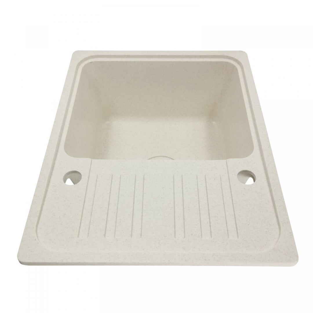 Køkkenvask m/ afløb, vandhane og vendbart afløb, granit, 569x220x449 mm, beige