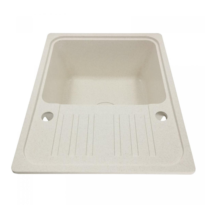 Køkkenvask m/ afløb, vandhane og vendbart afløb, granit, 569x220x449 mm, beige