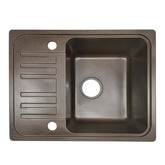 Køkkenvask i granit ca. 22,5" x 17,75" m/ vendbart afløbsrum rektangel, brun