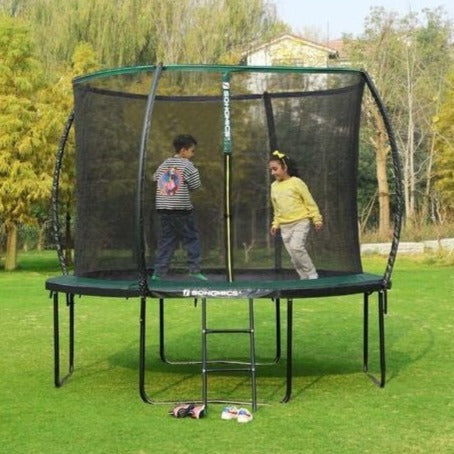 Trampolin med galvaniseret stålrør, 305 cm, sort og mørkegrøn
