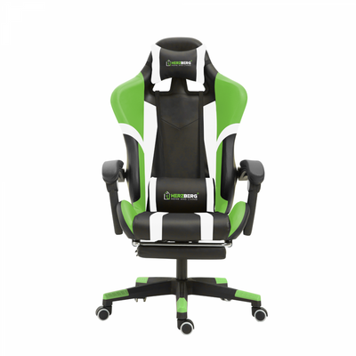 Trefarvet spille- og kontorstol med lineær grøn accent