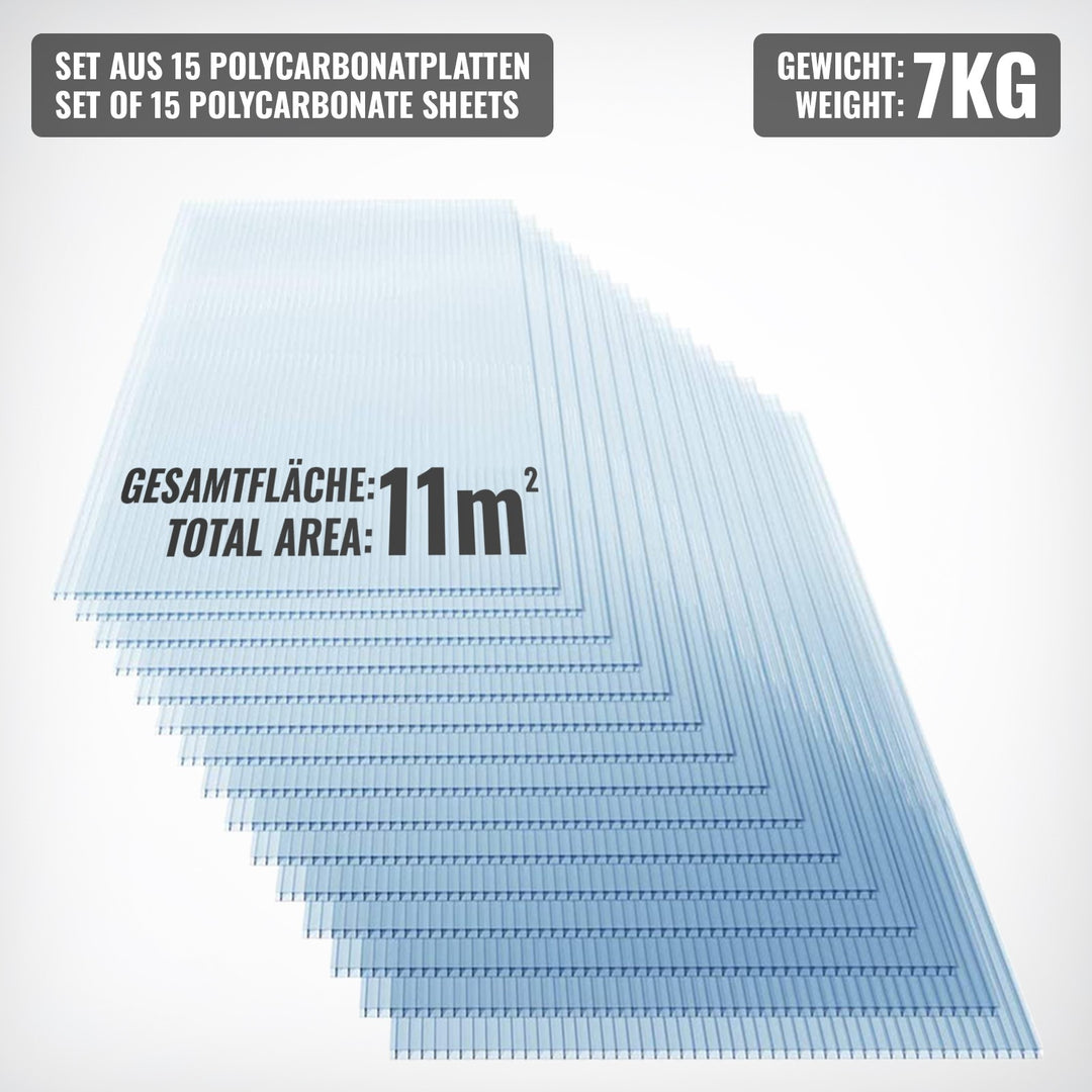 Gennemsigtige Polycarbonat Plader til drivhus - 4 mm, 11 m² Dobbelt Lag 1210 x 605 mm