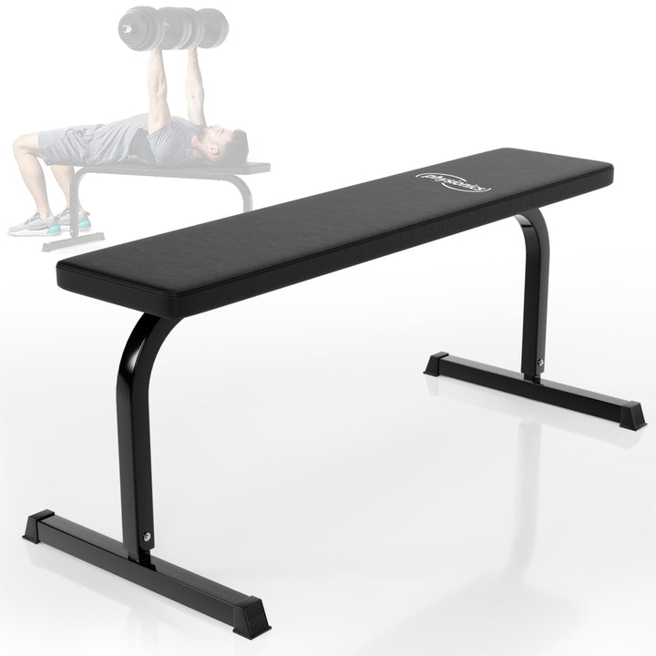 Physionics® fitnessbænk - 115/51/48 cm, op til 200 kg bæreevne, stål, sort