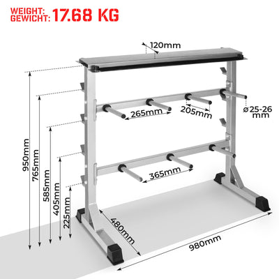 Vægtstativ - Ø 25 mm, maks. 300 kg, 3 niveauer, grå