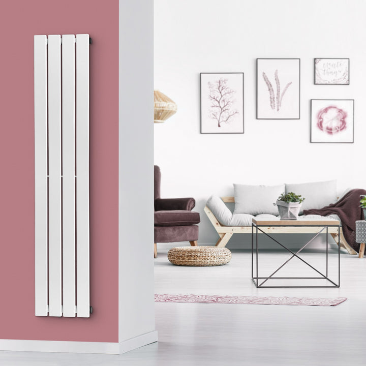 Aquamarine® Design Radiator - Lodret, Enkeltlag, 4 Segmenter, 1600x300x52 mm, hvid