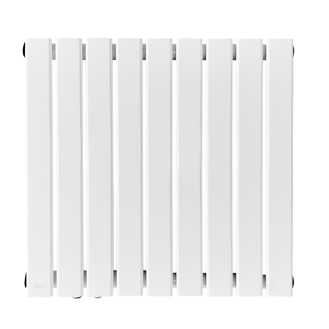 Aquamarine® radiator - vandret, enkeltlag, 9 segmenter, 600x614x52 mm, centralvarme, hvid