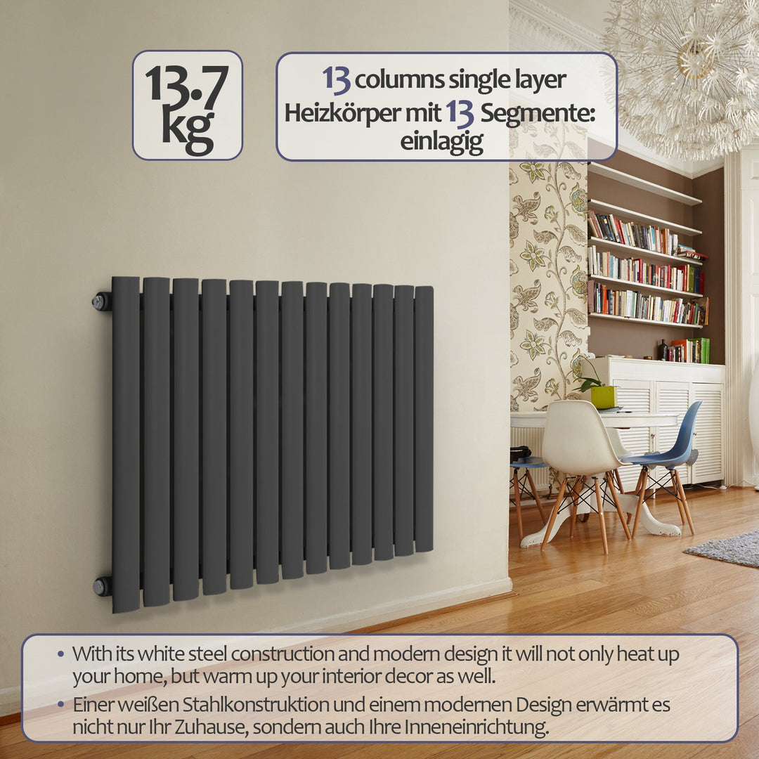 Aquamarine® Panelradiator - Vandret, 600x886 mm, 646W, antracit