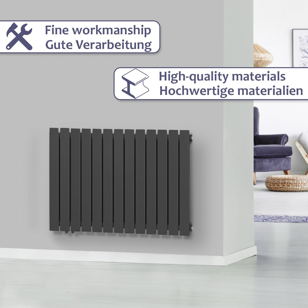 Aquamarine® Panelradiator - Vandret, 600x886 mm, 646W, antracit