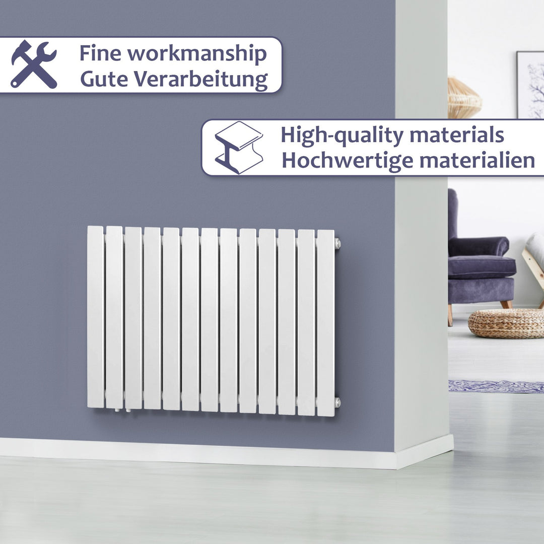 Vandret panelradiator, enkeltlag, 600x886x52 mm, hvid