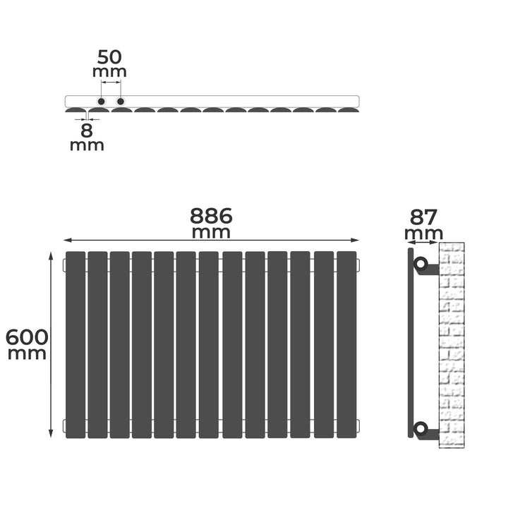 Aquamarine® Panelradiator - Vandret, 600x886 mm, 646W, antracit