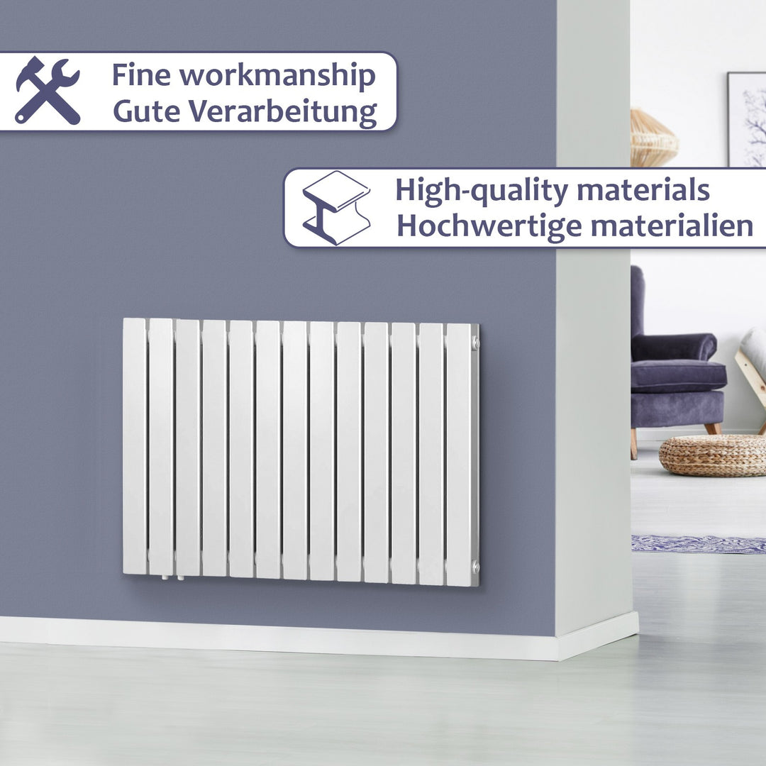 Aquamarine® Design Radiatorer - Vandret, Dobbeltlag, 26 Segmenter, 600x886x69 mm, Centralvarme, Hvid