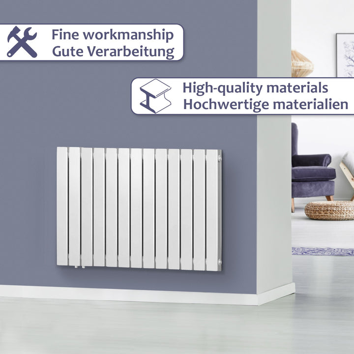 Aquamarine® Design Radiatorer - Vandret, Dobbeltlag, 26 Segmenter, 600x886x69 mm, Centralvarme, Hvid