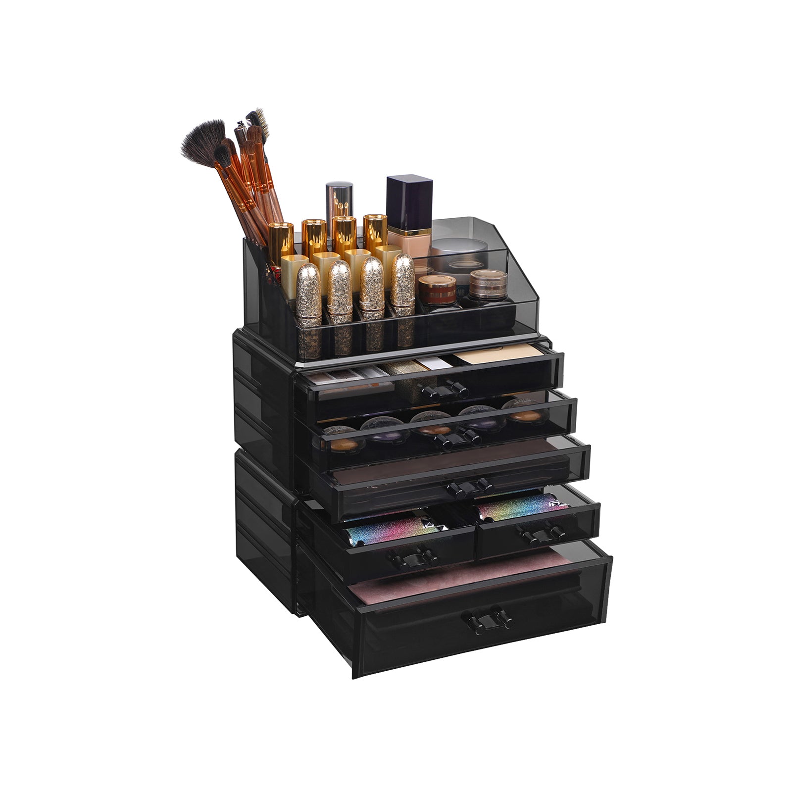 Makeup organizer i plast, <br>sort