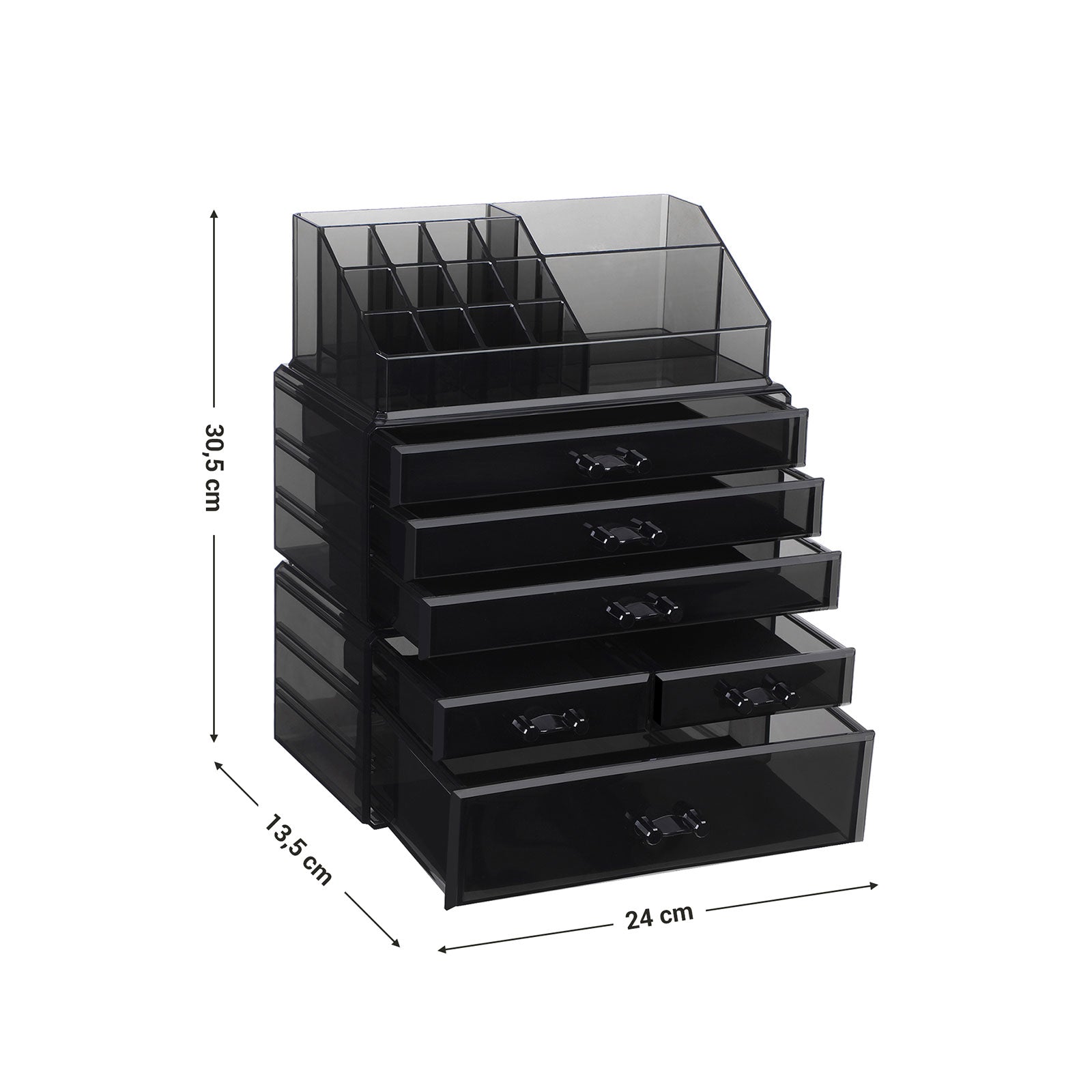 Makeup organizer i plast, <br>sort